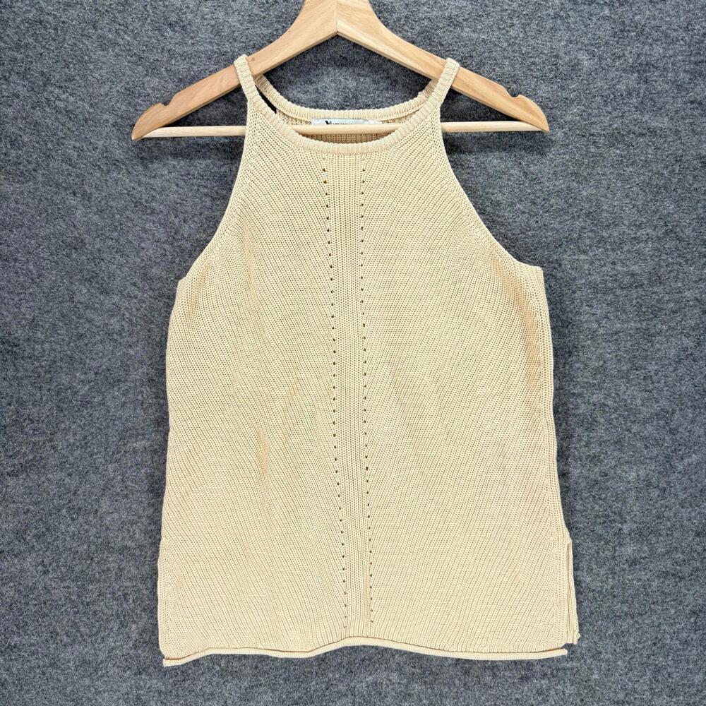 Yidarton Knit Top Women M Medium Beige Sleeveless Spaghetti Strap Acrylic Solid